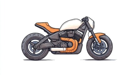 Sleek modern motorcycle design with orange accents on a white background showcasing craftsmanship