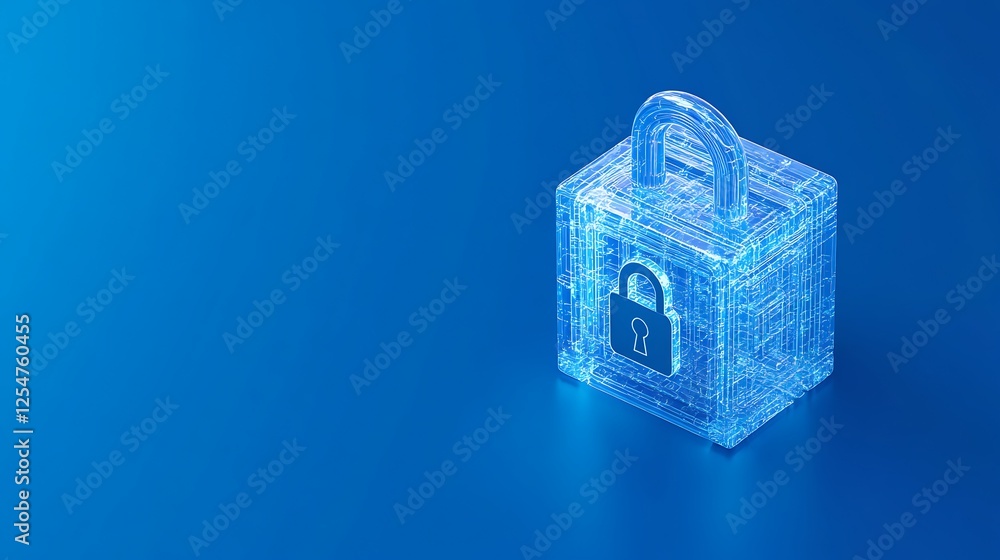 Poster futuristic digital lock example representing cybersecurity and data protection concepts in modern te