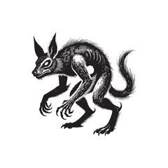 Fototapeta premium Chupacabra Vector - Minimalist Chupacabra Silhouette - Illustration of Chupacabra - Mysterious Monster Design.