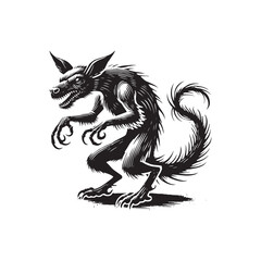 Chupacabra Vector - Minimalist Chupacabra Silhouette - Illustration of Chupacabra - Mysterious Monster Design.