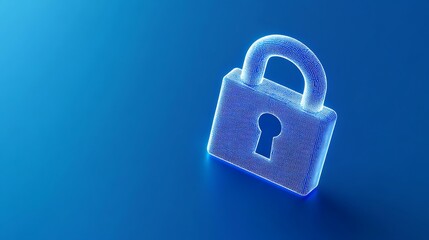 Futuristic glowing padlock symbol representing security, encryption, data protection, and digital safety concept