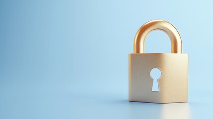 Fototapeta premium Golden Padlock on a Soft Blue Background with a Keyhole Highlighting Security and Trust in Protection Concepts
