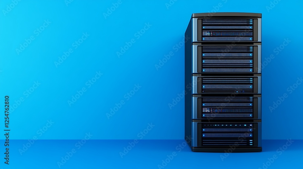Aufkleber high-quality server rack on blue background for technology and data storage concepts