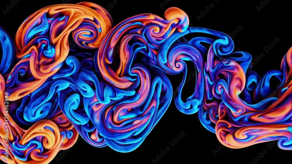 Poster colorful abstract swirling patterns, digital artwork. psychedelic and vibrant design concept