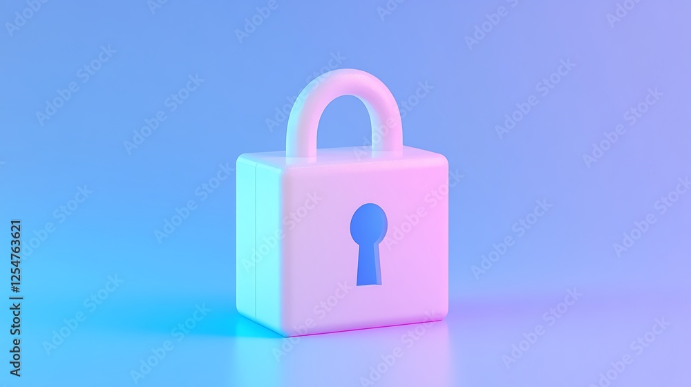 Aufkleber minimalist 3d lock icon on colorful background with soft lighting for security and protection themes