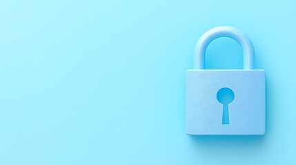 Minimalist design of a blue padlock on a pastel background symbolizing security and protection of information