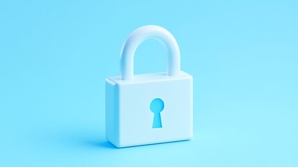 Minimalist design of a white padlock on a vibrant blue background symbolizing security and protection concepts