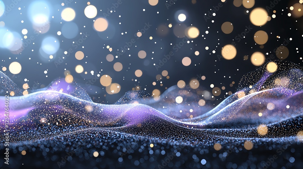 Poster abstract digital wave with glowing bokeh lights, perfect for backgrounds and creative design project