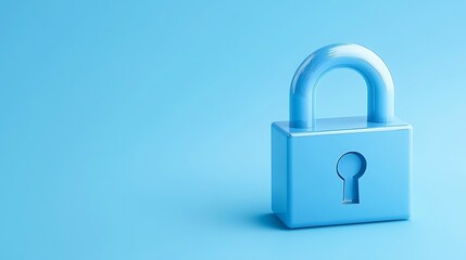 Fototapeta premium Modern Blue Lock with Keyhole on Soft Blue Background Symbolizing Security and Protection Concepts
