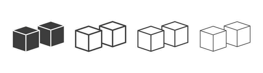 Boxes icons set. Liner outlined and flat black color