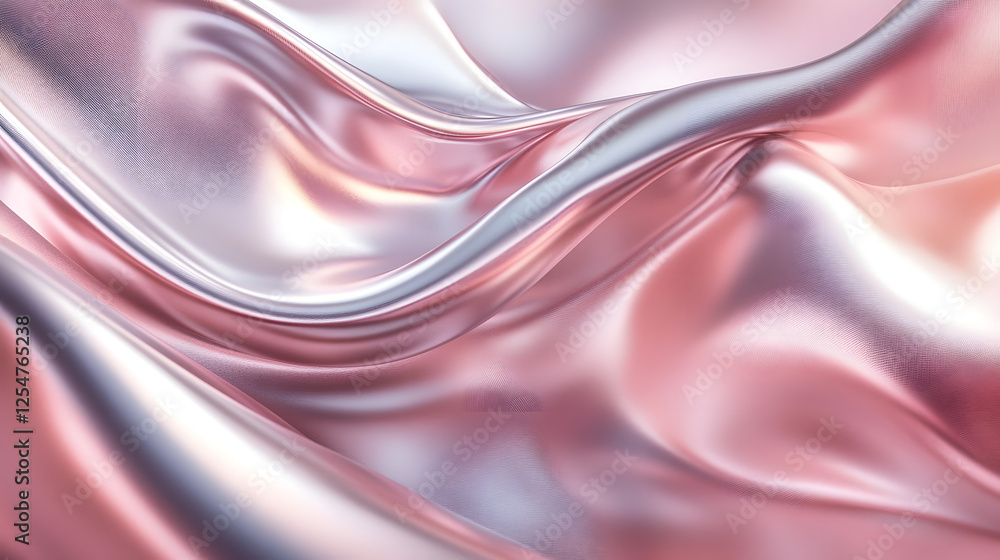 Poster pink silk fabric with smooth surface draped elegantly in soft folds creating a serene and calming at