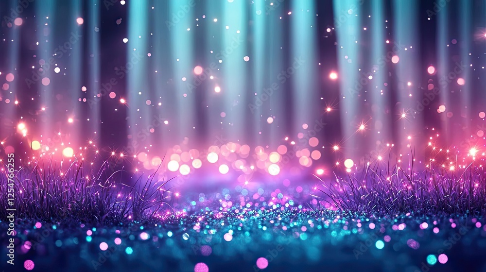 Poster glow forest concept. an abstract background of colorful lights and sparkling effects, inviting creat