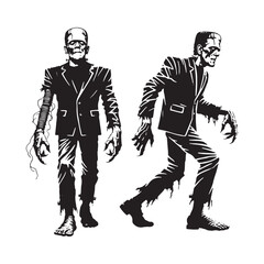 Frankenstein's monster Silhouette - Vector of Frankenstein's monster - Illustration of Frankenstein's monster.
