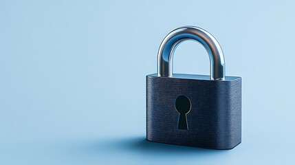 Modern Metal Padlock with Keyhole on Soft Blue Background for Security and Protection Concepts