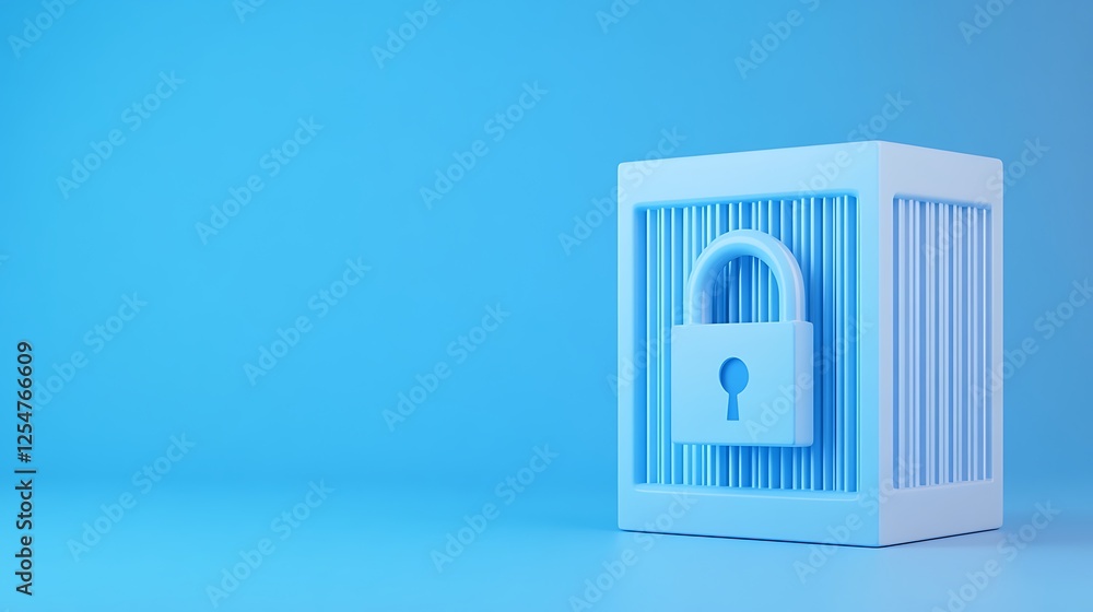 Aufkleber modern minimalist lock design on soft blue background representing security and protection concepts