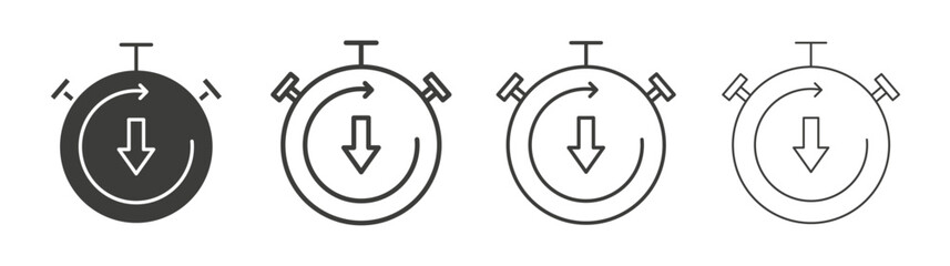 Down time icons set. Liner outlined and flat black color