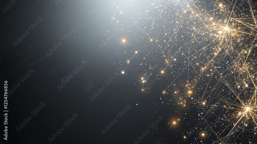 Aufkleber abstract golden sparkling lights on dark background, creating a festive and elegant visual effect.