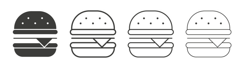 Hamburger icons set. Liner outlined and flat black color