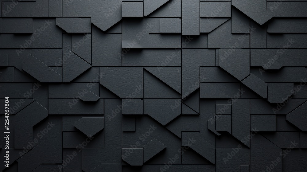 Aufkleber a textured black wall featuring geometric shapes arranged in a modern, abstract pattern, creating a 