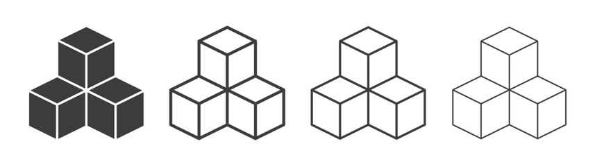 Inventory icons set. Liner outlined and flat black color