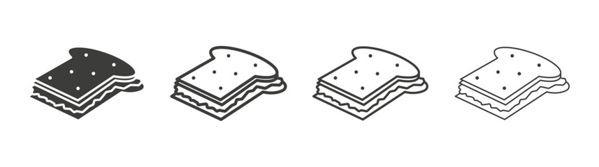Sandwich icons set. Liner outlined and flat black color