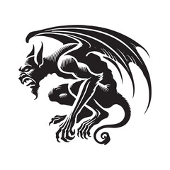 Minimalist Gargoyle Silhouette - Gargoyle Vector - Design of Gargoyle.