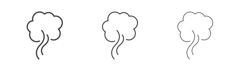 Smoke icons set. Liner outlined and flat black color