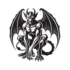 Minimalist Gargoyle Silhouette - Gargoyle Vector - Design of Gargoyle.