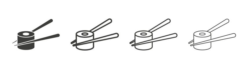 Sushi icons set. Liner outlined and flat black color