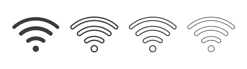 Wifi icons set. Liner outlined and flat black color