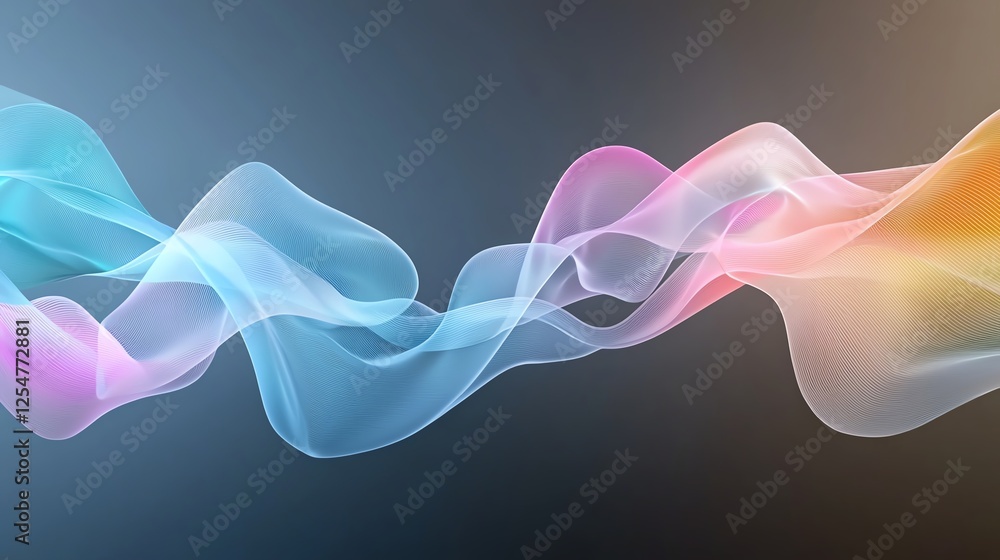 Aufkleber colorful abstract wave design with smooth flowing gradient curves on a dark background.