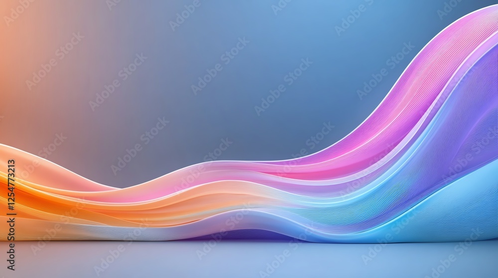 Poster colorful abstract wave pattern with smooth gradient hues, perfect for creative design and modern art