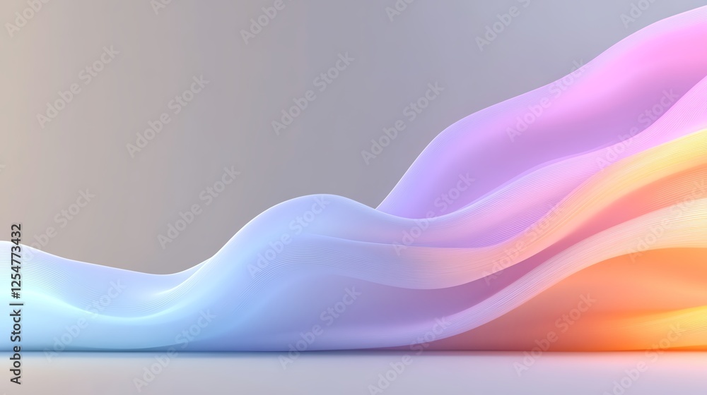 Poster colorful abstract waves creating a serene, vibrant flow with gradient hues. perfect for design and b