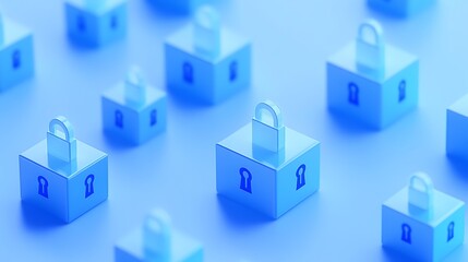 Obraz premium Secure Lock Boxes on a Light Blue Background Representing Data Protection and Privacy in Digital Technology