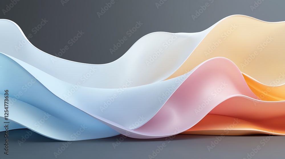 Poster colorful abstract waves of fabric with gradient hues. smooth, flowing, and dynamic textures create a