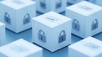 Secure Storage Boxes with Locks Representing Safety and Protection in a Digital Environment