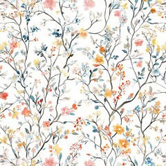 Delicate Floral Pattern with Soft Colors on a Light Background for Elegant Design Projects