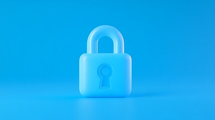 Soft Blue Lock on Bright Turquoise Background Symbolizing Security and Protection in Digital World
