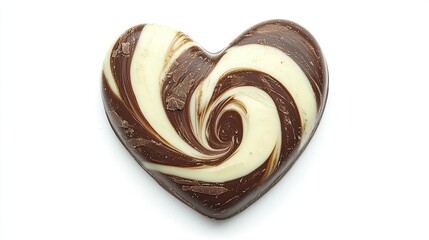 Fototapeta premium Swirled Heart-Shaped Chocolate Candy on White Background