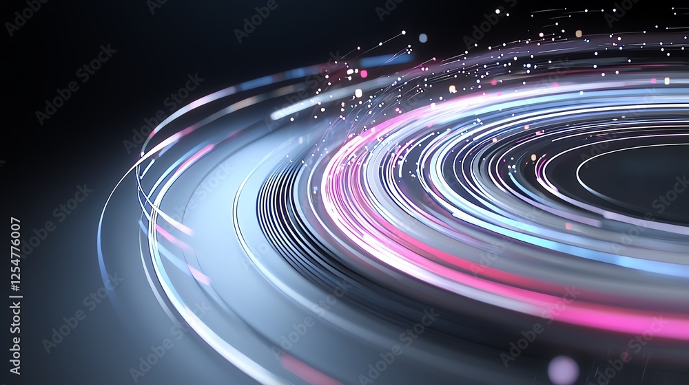 Poster dynamic swirl of neon lights in motion, creating a futuristic and energetic visual effect on a dark 