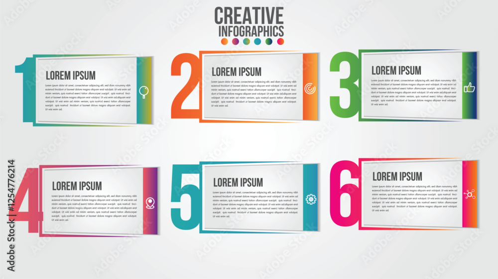 Poster business infographic numbers timeline design template with icons and 6 numbers options or steps. can