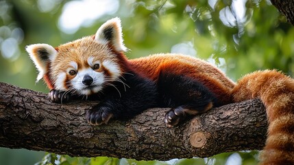 Red Panda on Tree Branch