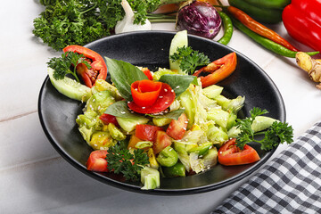 Vegetarian green avocado salad with basil