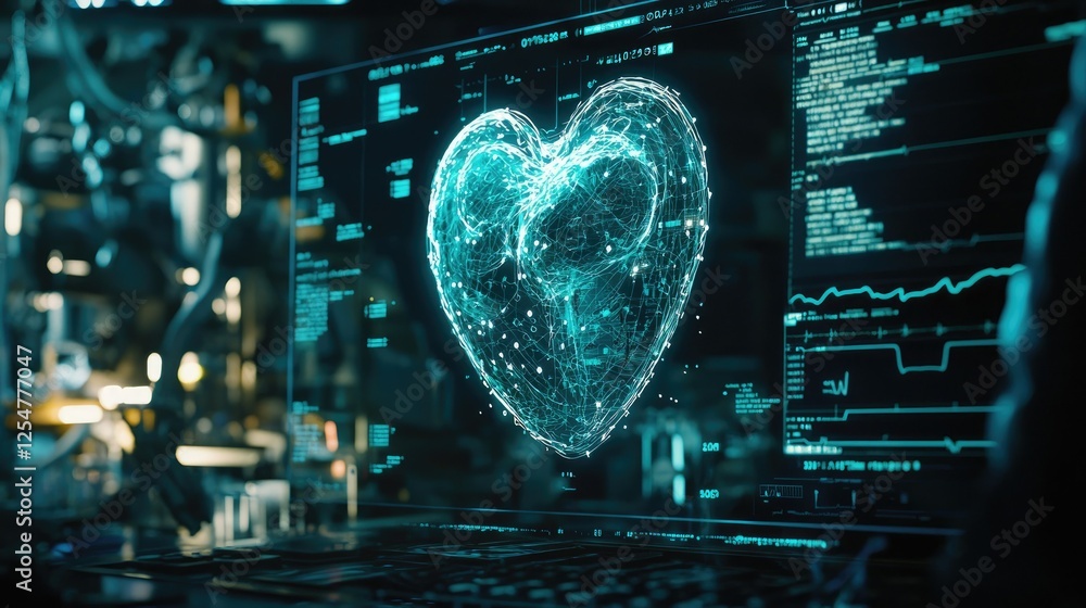 Poster digital heart visualization in high-tech data environment