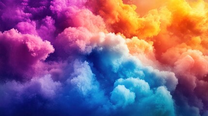 Fototapeta premium Vibrant clouds in a stunning gradient of colors, blending orange, pink, and blue.