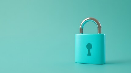Fototapeta premium Turquoise Padlock with Keyhole on Minimalist Background for Security and Protection Concepts