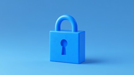 Fototapeta premium Vibrant Blue Lock on a Solid Blue Background Representing Security and Confidence in Digital Protection Measures