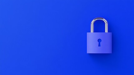 Vibrant Blue Background with a Simple Padlock Symbolizing Security and Privacy Concept in Modern Design