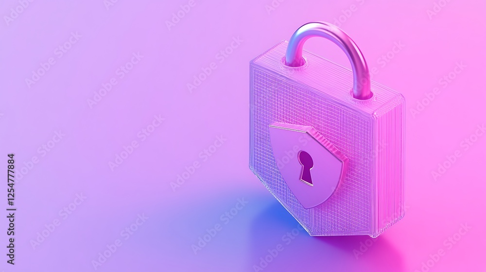 Poster vibrant lock illustration symbolizing security and protection in digital age with gradient backgroun