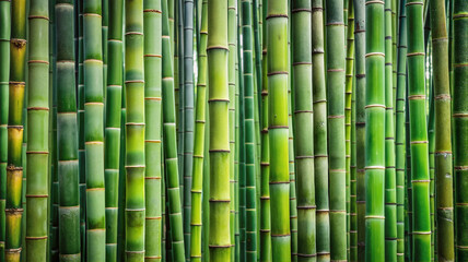 Fototapeta premium Green bamboo stalks in natural tropical setting